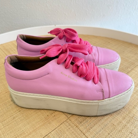 Acne Studios Platform Lace Up Sneakers Pink Women’s Size 8 (38) - Picture 1 of 10